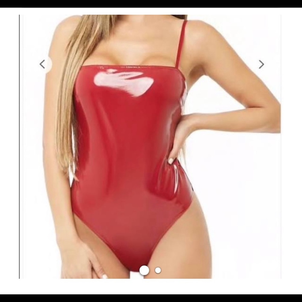 Faux Leather Red bodysuit ✨